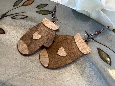 Mittens Wood Veneer Earrings - image1